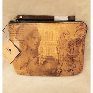Patricia Nash Cassini Italian Sketchbook Wristlet Pouch NWT Leather Travel